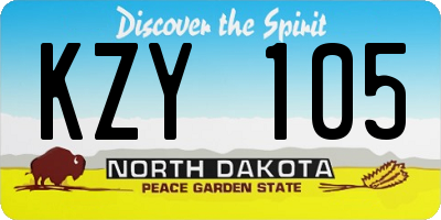 ND license plate KZY105