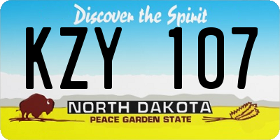 ND license plate KZY107