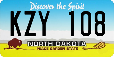 ND license plate KZY108