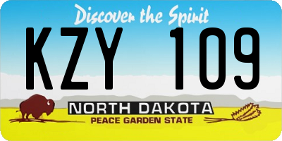 ND license plate KZY109