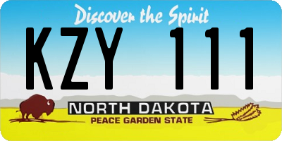 ND license plate KZY111