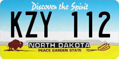 ND license plate KZY112
