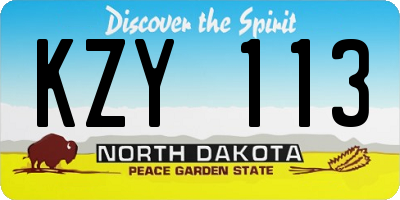 ND license plate KZY113