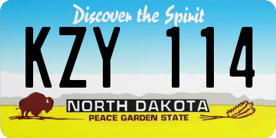 ND license plate KZY114