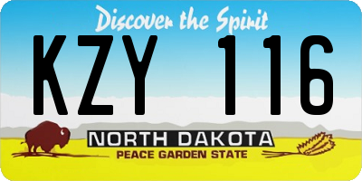 ND license plate KZY116