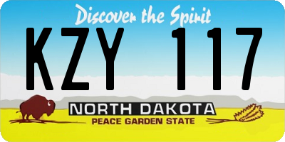 ND license plate KZY117