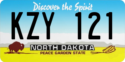 ND license plate KZY121