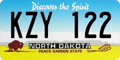 ND license plate KZY122