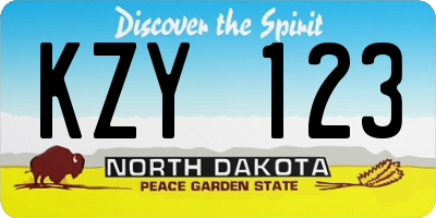 ND license plate KZY123