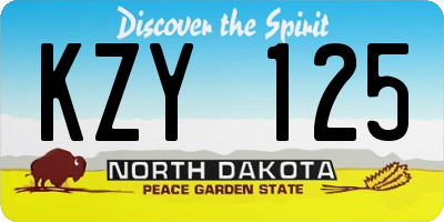 ND license plate KZY125