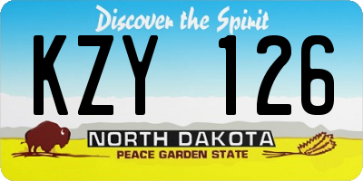 ND license plate KZY126