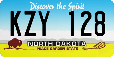 ND license plate KZY128