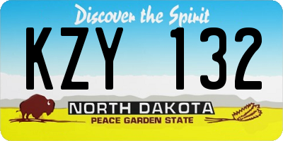 ND license plate KZY132