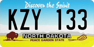 ND license plate KZY133