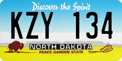 ND license plate KZY134