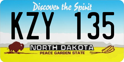 ND license plate KZY135
