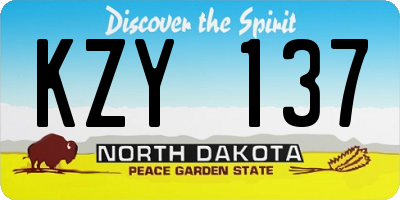 ND license plate KZY137