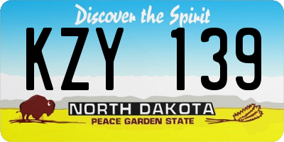 ND license plate KZY139