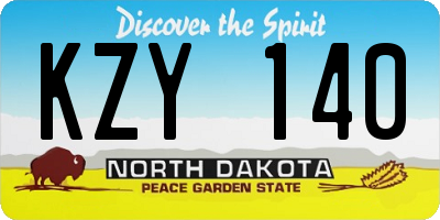 ND license plate KZY140