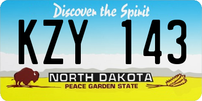 ND license plate KZY143