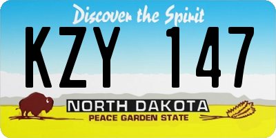 ND license plate KZY147