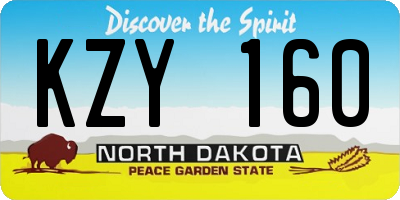 ND license plate KZY160