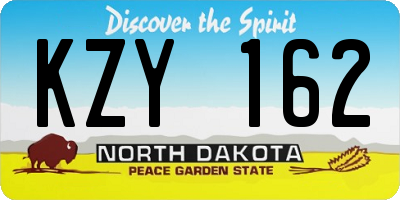 ND license plate KZY162