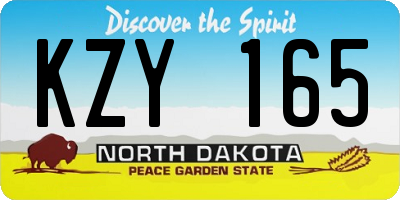 ND license plate KZY165