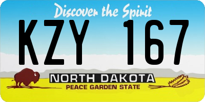 ND license plate KZY167