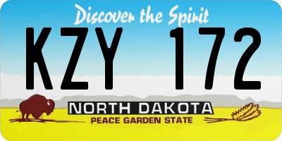 ND license plate KZY172