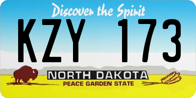 ND license plate KZY173