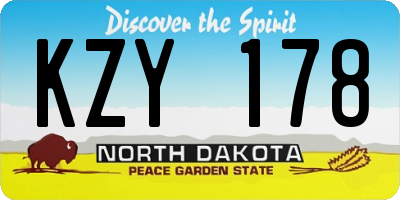 ND license plate KZY178