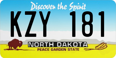 ND license plate KZY181