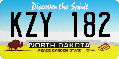 ND license plate KZY182