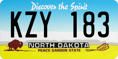 ND license plate KZY183