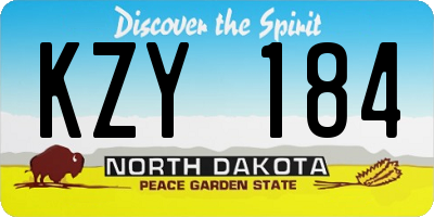 ND license plate KZY184