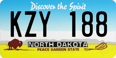 ND license plate KZY188