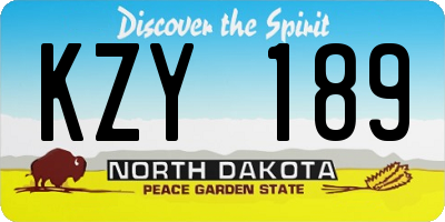 ND license plate KZY189