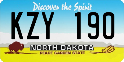 ND license plate KZY190