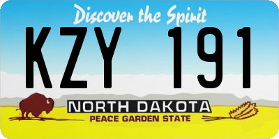 ND license plate KZY191