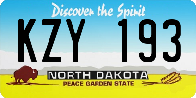 ND license plate KZY193