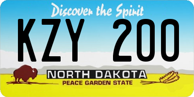 ND license plate KZY200