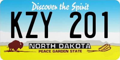 ND license plate KZY201