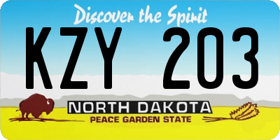 ND license plate KZY203