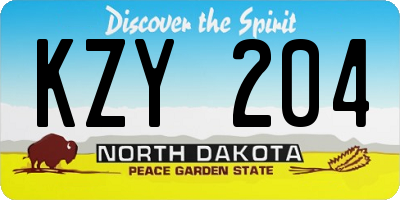 ND license plate KZY204