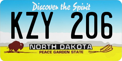 ND license plate KZY206