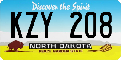 ND license plate KZY208