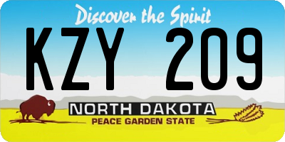 ND license plate KZY209