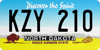ND license plate KZY210