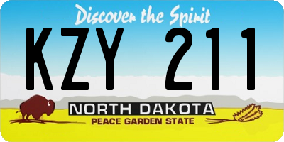 ND license plate KZY211